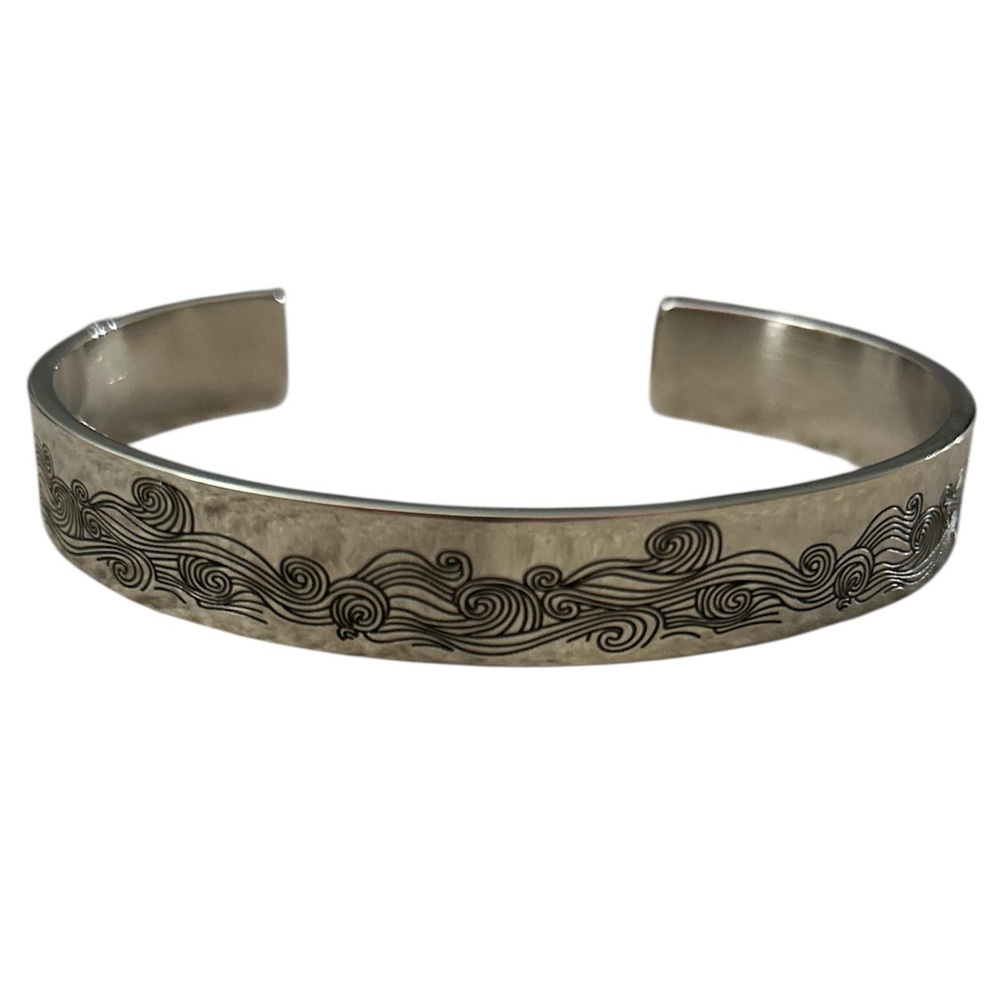 Silver Wave Pattern Cuff Bracelet 26